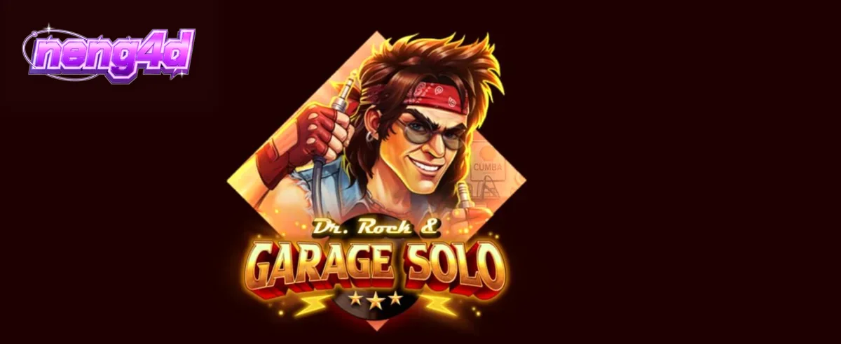 Tampilan visual slot Dr. Rock & Garage Solo dengan tema konser rock garasi